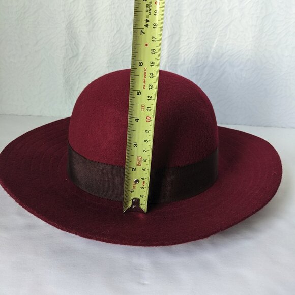 LUCKY Brand 100% Wool Felted Fedora Brimmed Hat Burgundy - Picture 6 of 8
